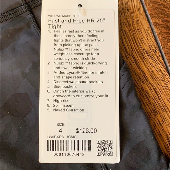 NWT Lululemon Fast and Free Tight 25” incognito camo - Picture 4 of 9